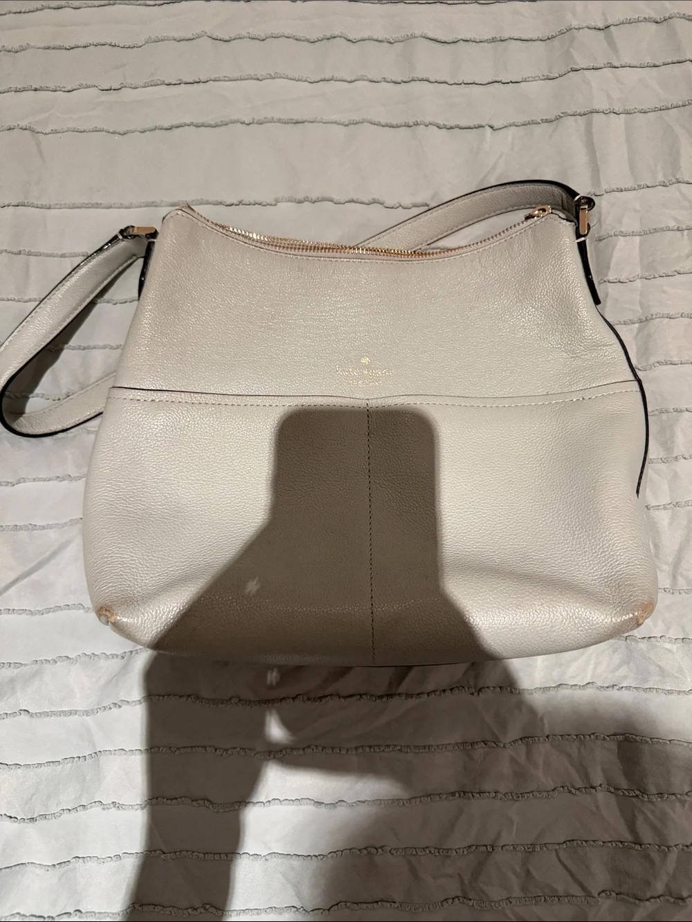 kate spade Cream Leather Shoulder Hobo with Gold Hardware